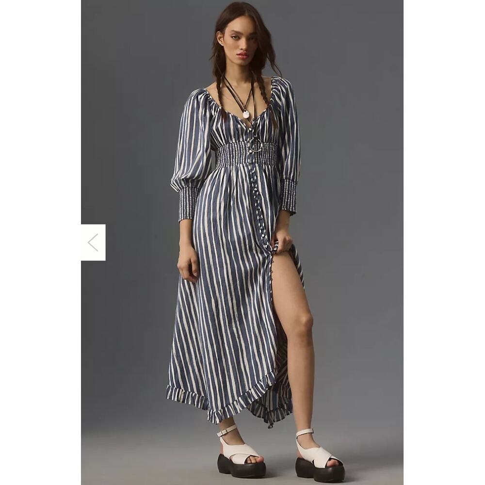 Anthropologie Long-Sleeve Sweetheart Midi Dress XXS NEW